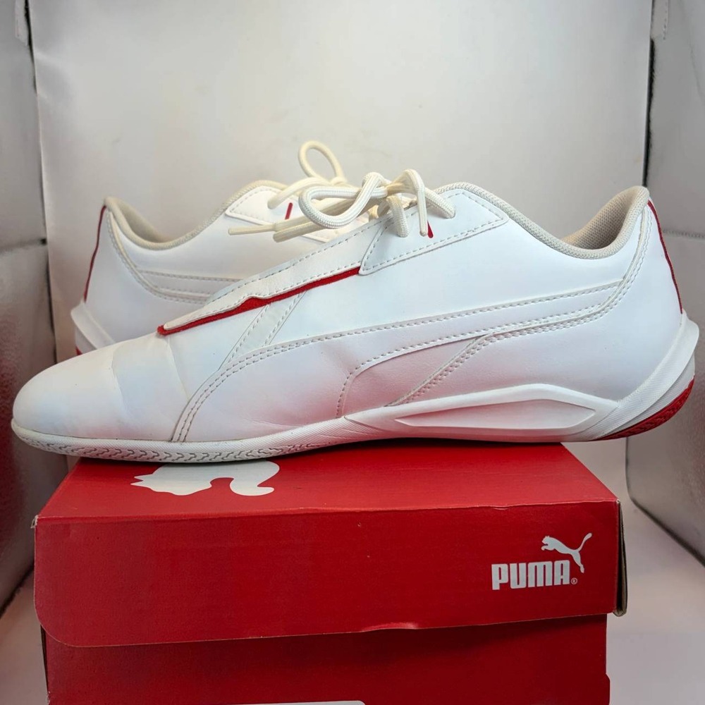 Puma Ferrari R-Cat Machina White Rosso Corsa Driving Shoes 308076-02 Mens 9
